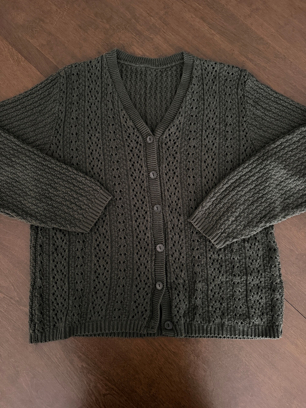 Green Knit Button Up Cardigan